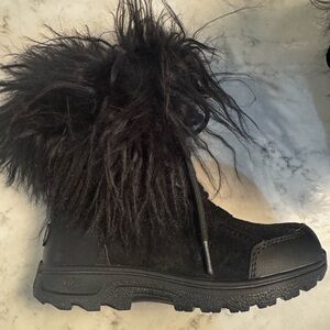 UGG Butte II Fluff Black Furry Winter Boots